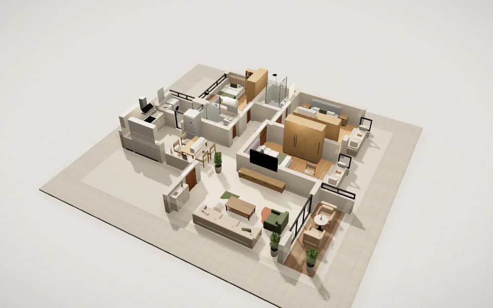 Căn hộ 3 phòng ngủ 87 m²